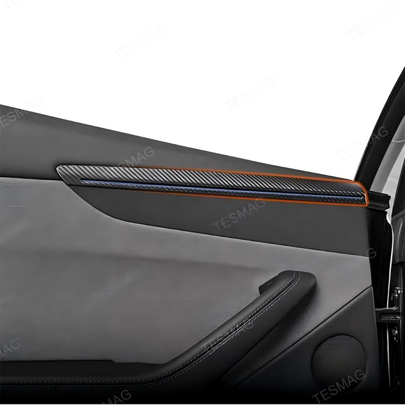 Real Carbon Fiber Front & Rear Door Trim Covers for Tesla Model Y Juniper