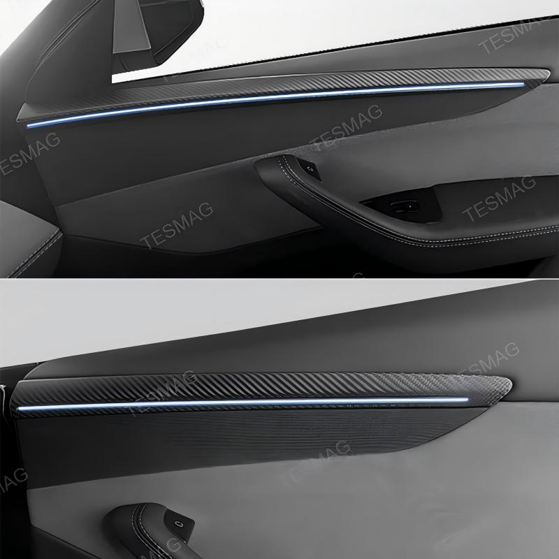 Real Carbon Fiber Front & Rear Door Trim Covers for Tesla Model Y Juniper