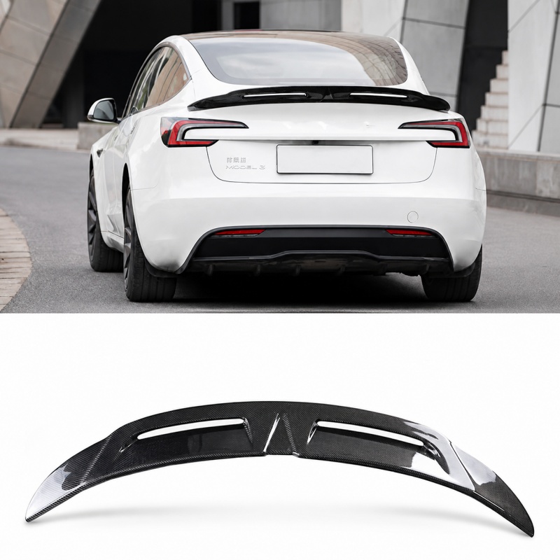 Real Carbon Fiber Hollow Rear Spoiler for Tesla Model 3 Highland 2024+  Model Y Juniper 2025+