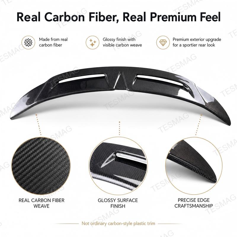 Real Carbon Fiber Hollow Rear Spoiler for Tesla Model 3 Highland 2024+  Model Y Juniper 2025+