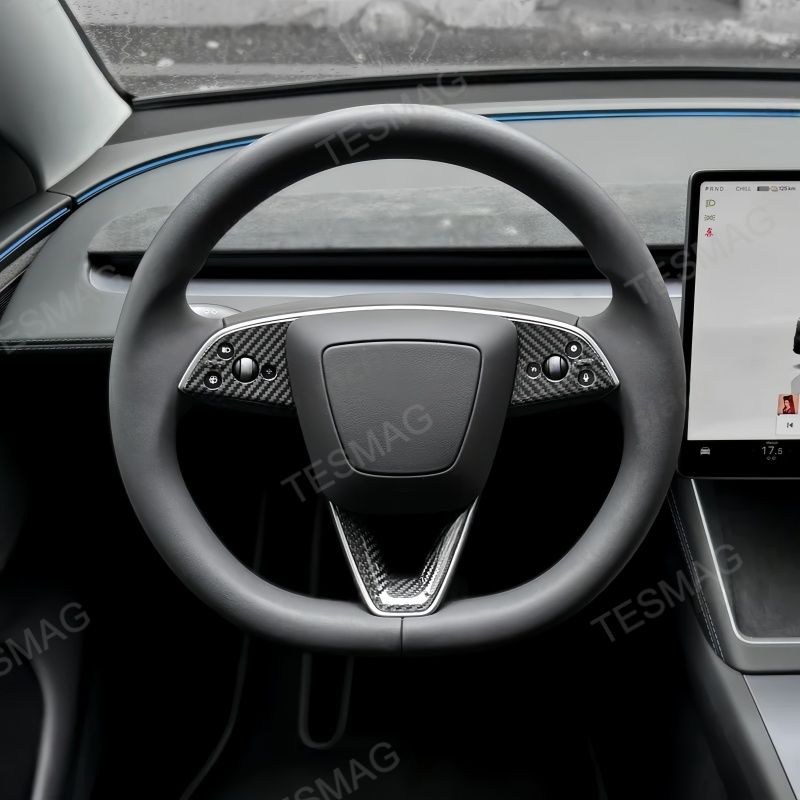 Real Carbon Fiber Steering Wheel Patch for Tesla Model Y Juniper 2025+