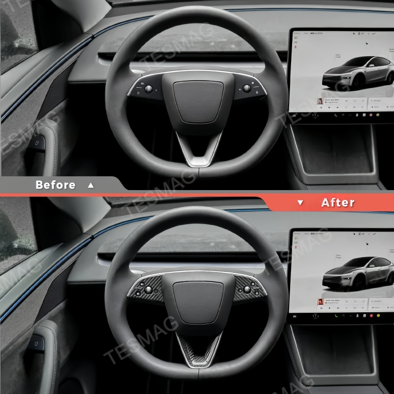 Real Carbon Fiber Steering Wheel Patch for Tesla Model Y Juniper 2025+
