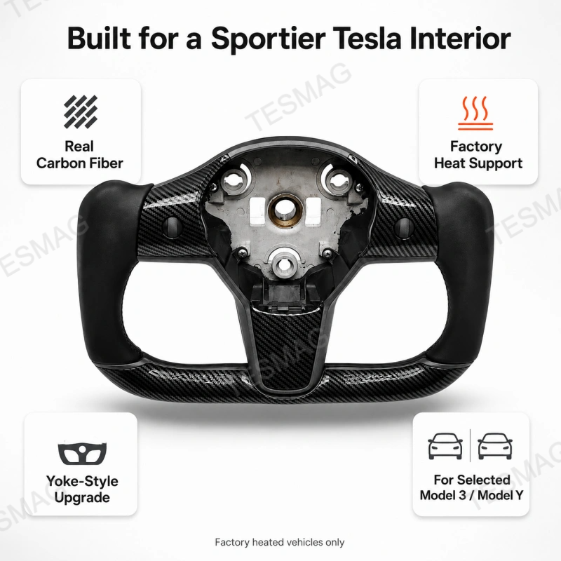 Carbon Fiber Yoke Steering Wheel for Tesla Model 3/Y