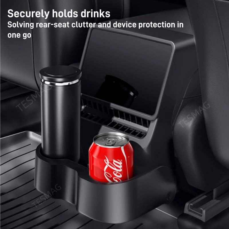 Rear Seat Cup Holder for Tesla Model Y Juniper 2025+ / Model 3 Highland 2024+ Accessories Retractable and Foldable