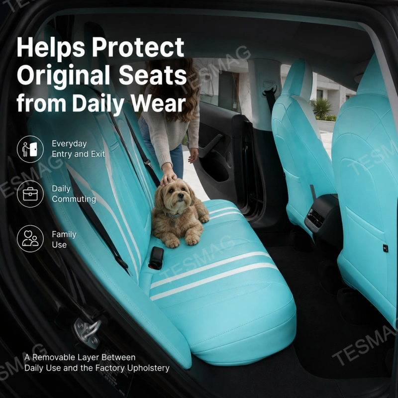 Tiffany Blue Nappa Leather Seat Covers for Tesla Model 3/Y 5-Seater