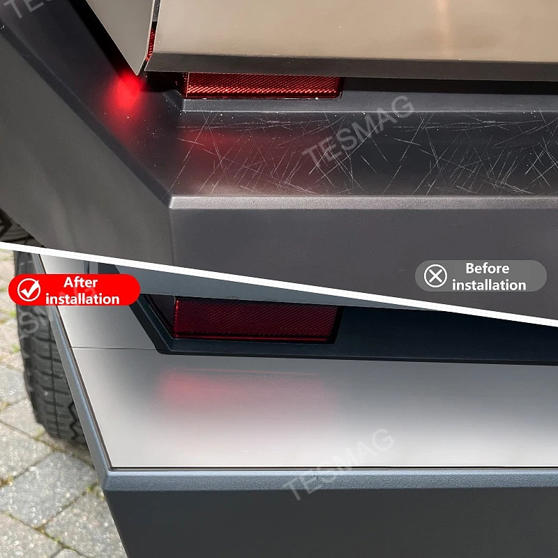 Rear bumper guard in stainless steel for the Tesla Cybertruck