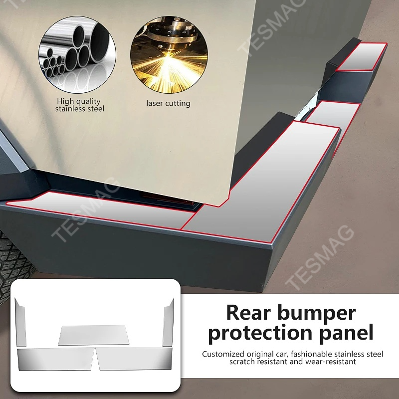 Rear bumper guard in stainless steel for the Tesla Cybertruck