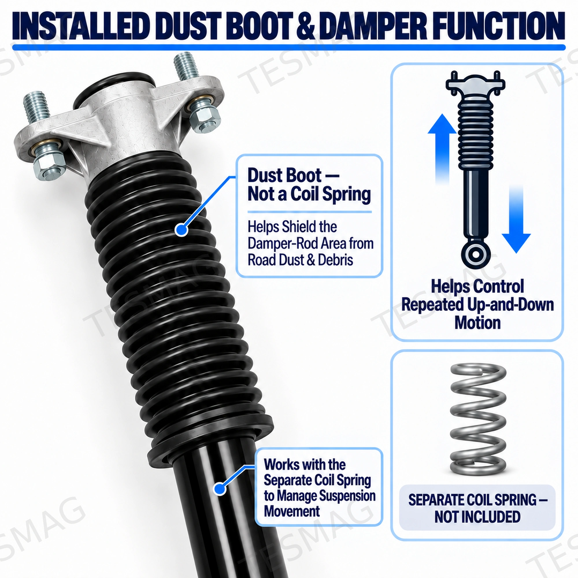 Rear Shock Absorber Replacement for Tesla Model 3 RWD 2018–Sep 2023 | 1044461-02-C