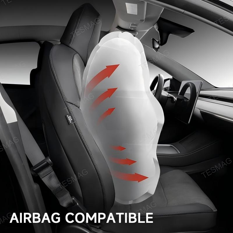 Red-Stitched Alcantara All-Inclusive Seat Covers for Tesla Model 3 Highland/Model Y Juniper