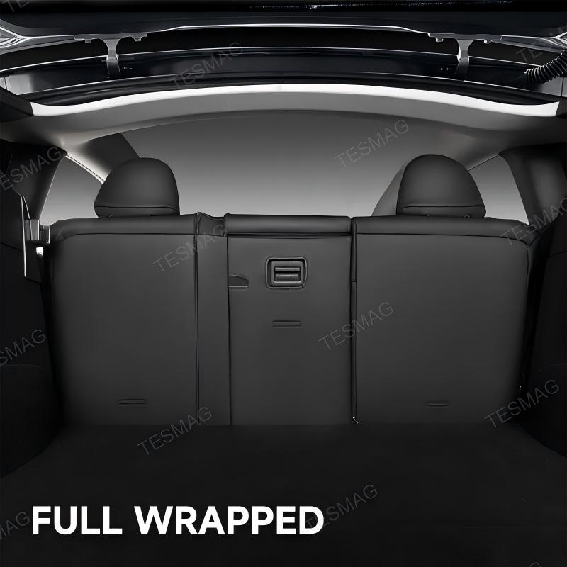 Red-Stitched Alcantara All-Inclusive Seat Covers for Tesla Model 3 Highland/Model Y Juniper