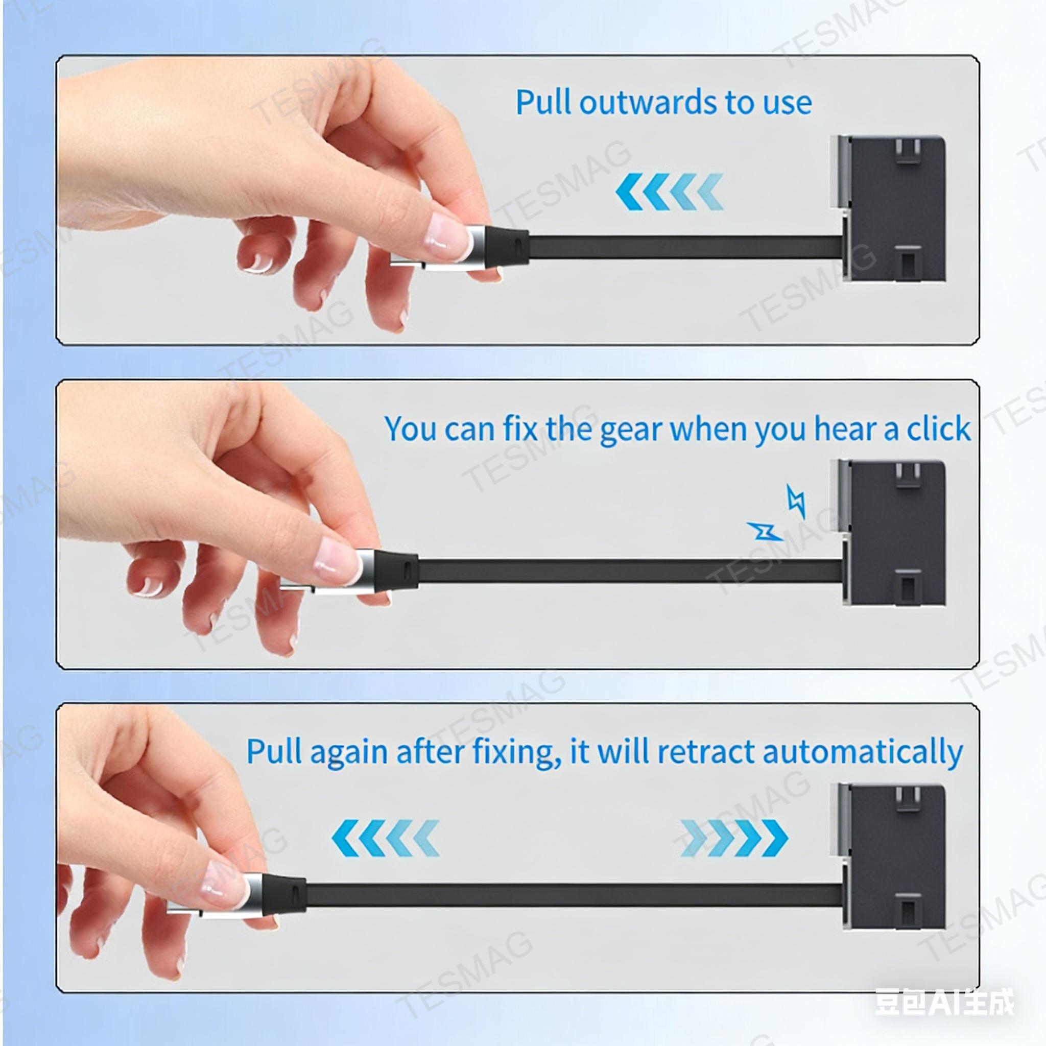Retractable Fast Charging USB Hub Dock with Ambient Light for Tesla Model 3 Highland/Model Y Juniper 