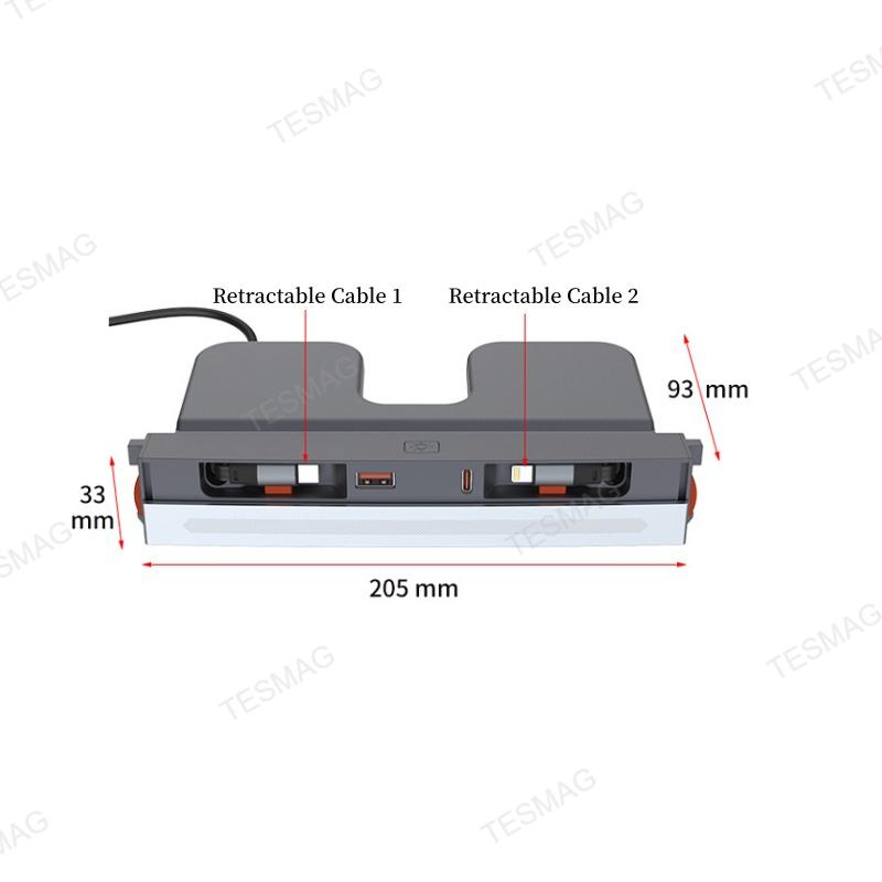 Retractable Fast Charging USB Hub Dock with Ambient Light for Tesla Model 3 Highland/Model Y Juniper 