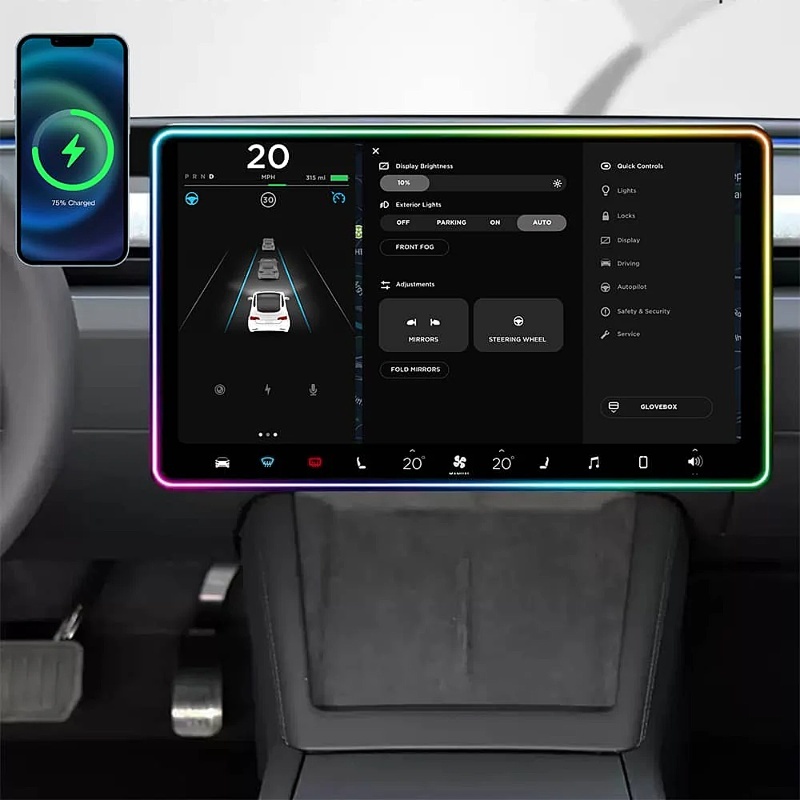 Screen Ambient Light Wireless Phone Charger for Model 3/Y