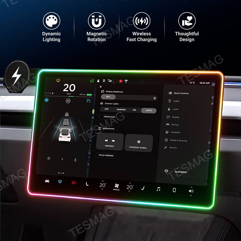 Screen Ambient Light Wireless Phone Charger for Model 3/Y