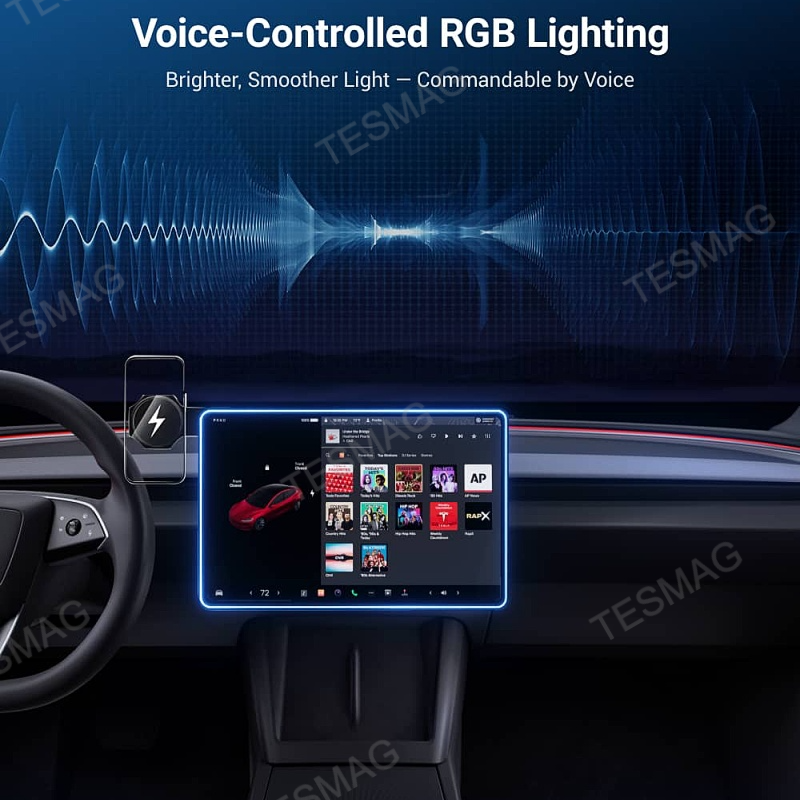 Screen Ambient Light Wireless Phone Charger for Model 3/Y 