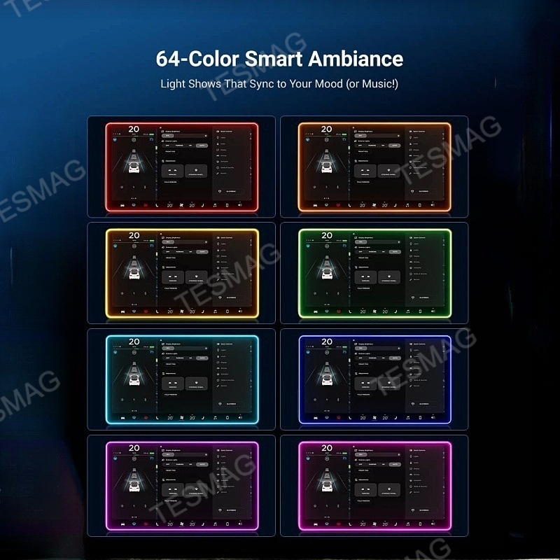 Screen Ambient Light Wireless Phone Charger for Model 3/Y 