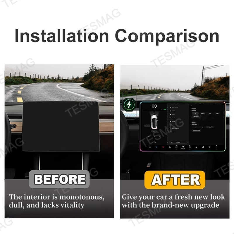 Screen Ambient Light Wireless Phone Charger for Model 3/Y 