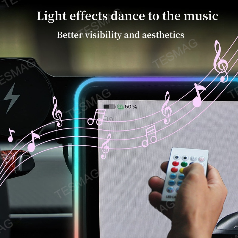 Screen Ambient Light Wireless Phone Charger for Model 3/Y 
