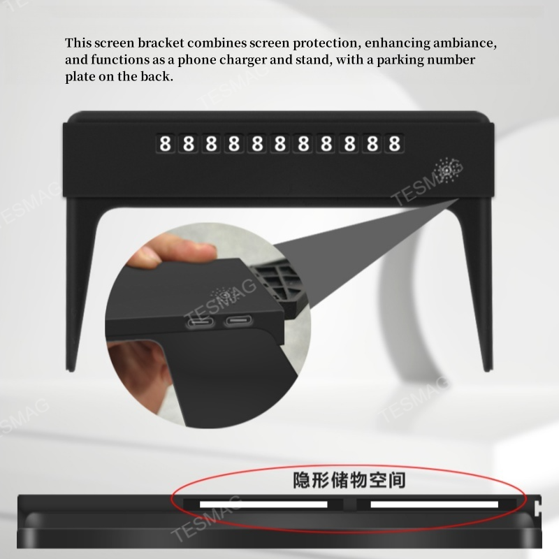 Screen Ambient Light Wireless Phone Charger for Tesla Model 3 Highland & Model Y Juniper