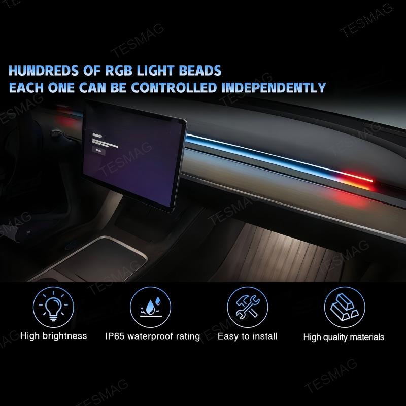 Smart BSD Ambient Lighting for Tesla Model 3/Y– Dynamic Alerts & Driving Effects