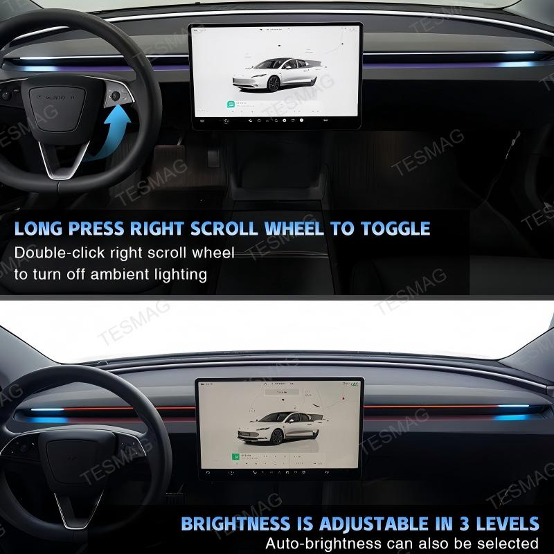 Smart BSD Ambient Lighting for Tesla Model 3/Y– Dynamic Alerts & Driving Effects