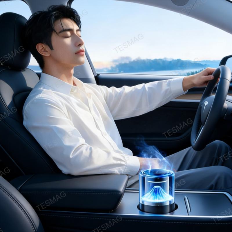 Smart Cloud Mist Car Diffuser with Ambient Light for Tesla Model 3/Y/S/X
