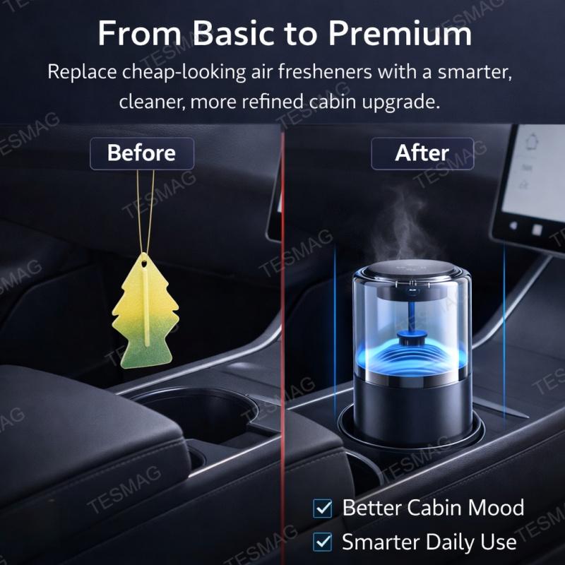 Smart Cloud Mist Car Diffuser with Ambient Light for Tesla Model 3/Y/S/X