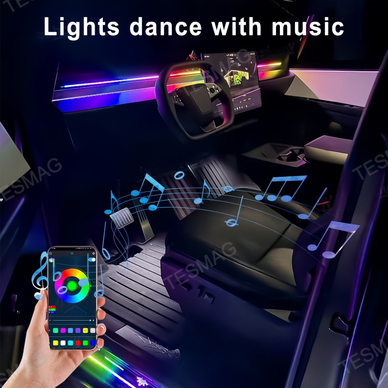 Smart Dashboard Ambient Lighting for Tesla Cybertruck