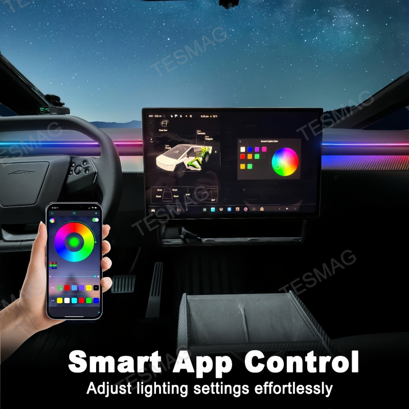 Smart Dashboard Ambient Lighting for Tesla Cybertruck