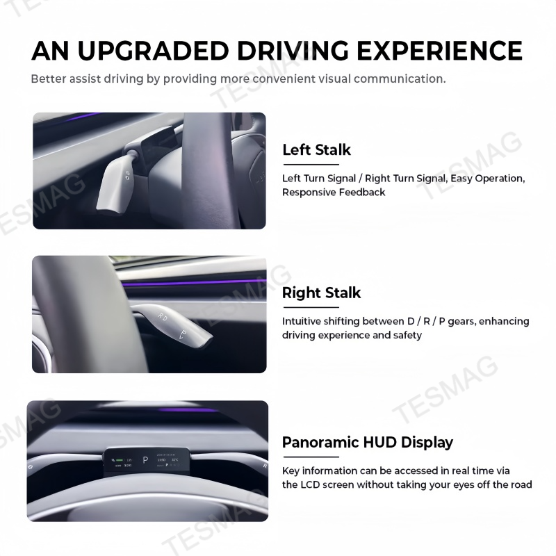 Smart Gear Shift Control Stalks with HUD Upgrade Kit for Tesla Model 3 Highland/Model Y Juniper 