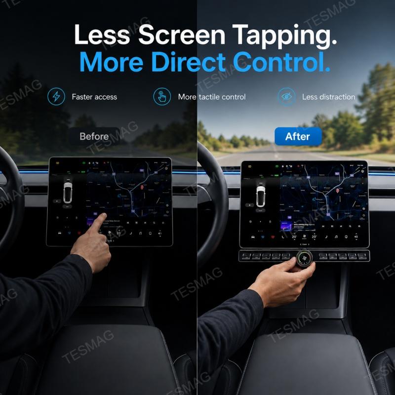 Smart Physical Button Controller with Rotary Climate Knob for Tesla Model 3/Y