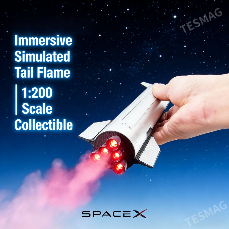 1:200 SpaceX Starship Rocket Model with Humidifier&LED Mist Flame