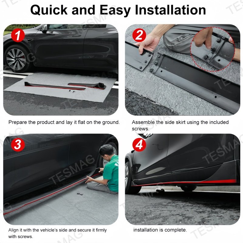 Sport Style Split-Type Side Skirts for Tesla Model Y Juniper 2025+