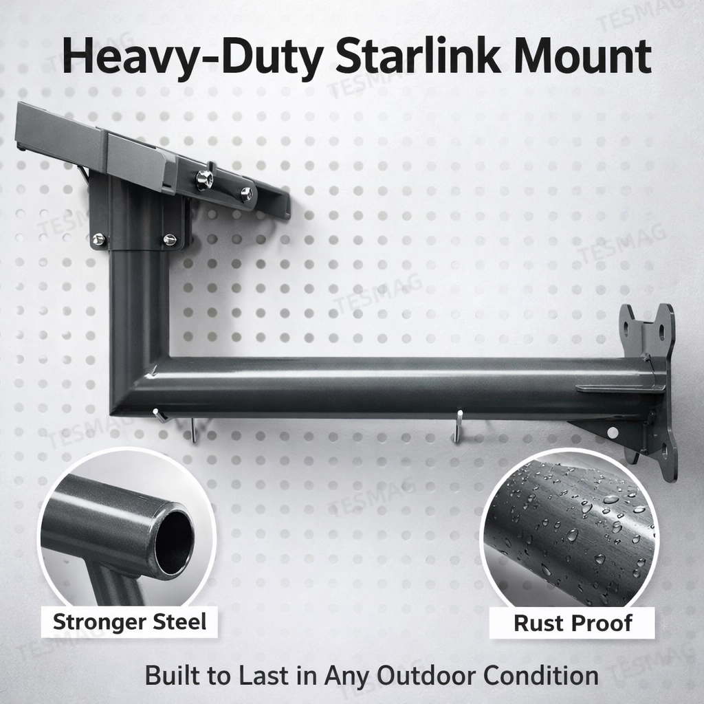 Starlink Gen 3 / V3 Long Wall Mount Bracket for Standard Dish Outdoor Installation