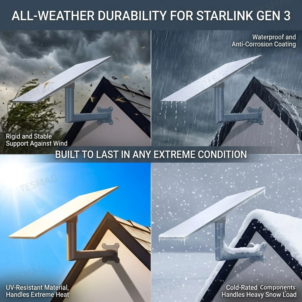 Starlink Gen 3 / V3 Long Wall Mount Bracket for Standard Dish Outdoor Installation