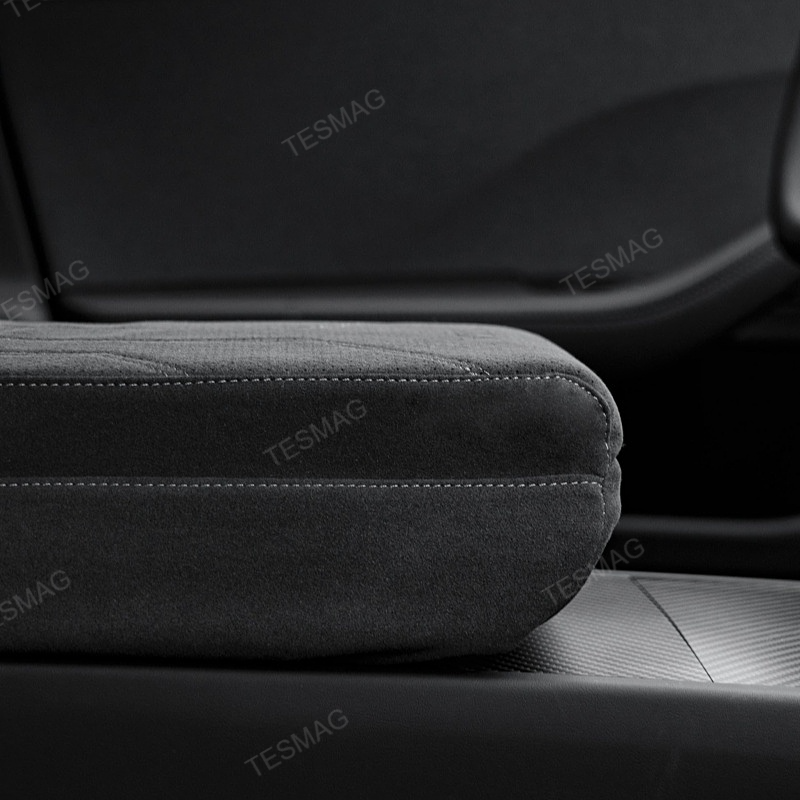 Suede Armrest Box Booster Pad with Tissue Box for Tesla Model 3/Y 