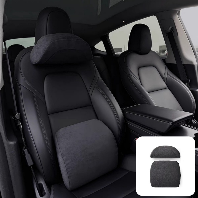 Suede Cushion and Neck Pillow for Tesla Model 3/Y/S/X 