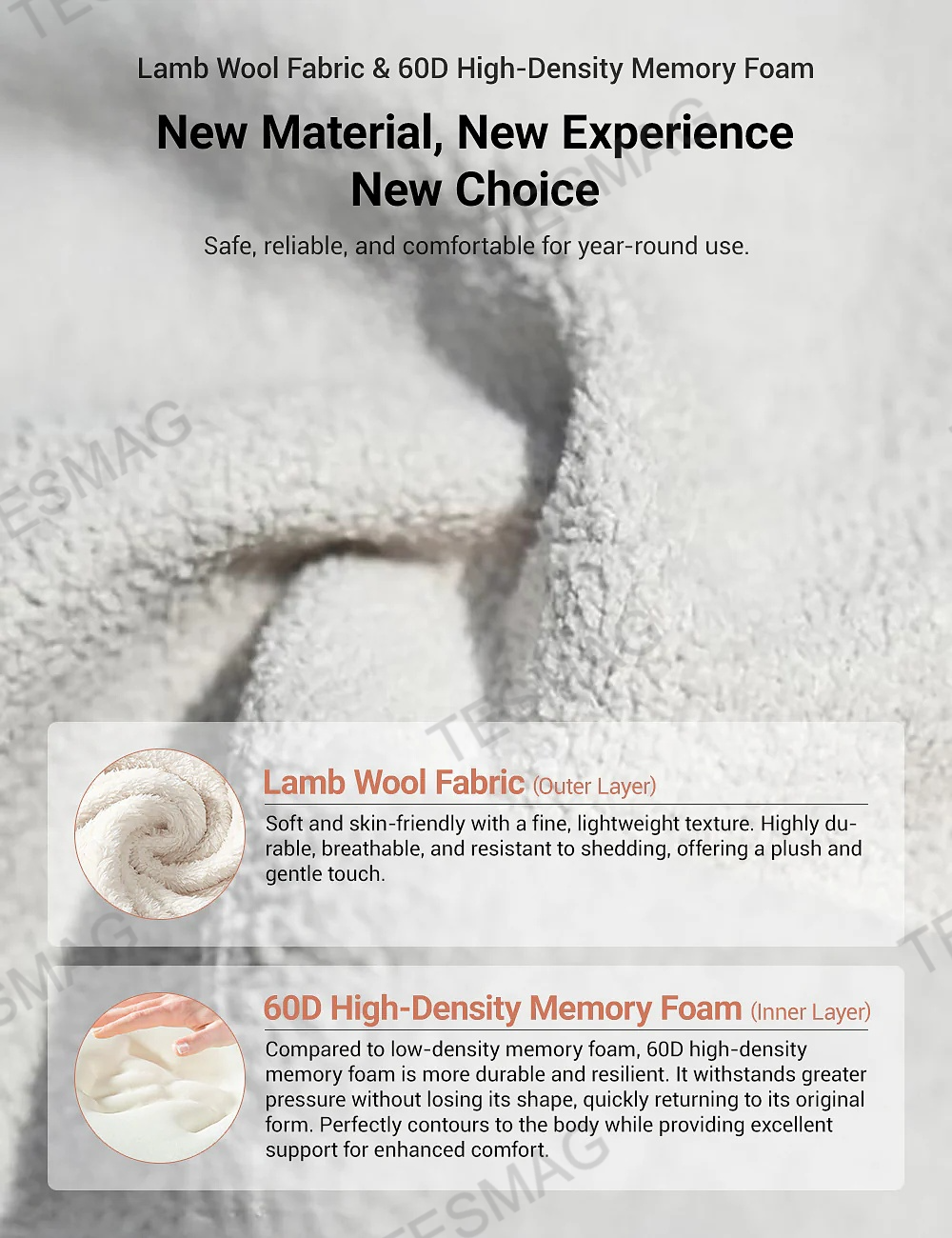 TITA Memory Foam Car Lumbar Support Cushion for Long Drives