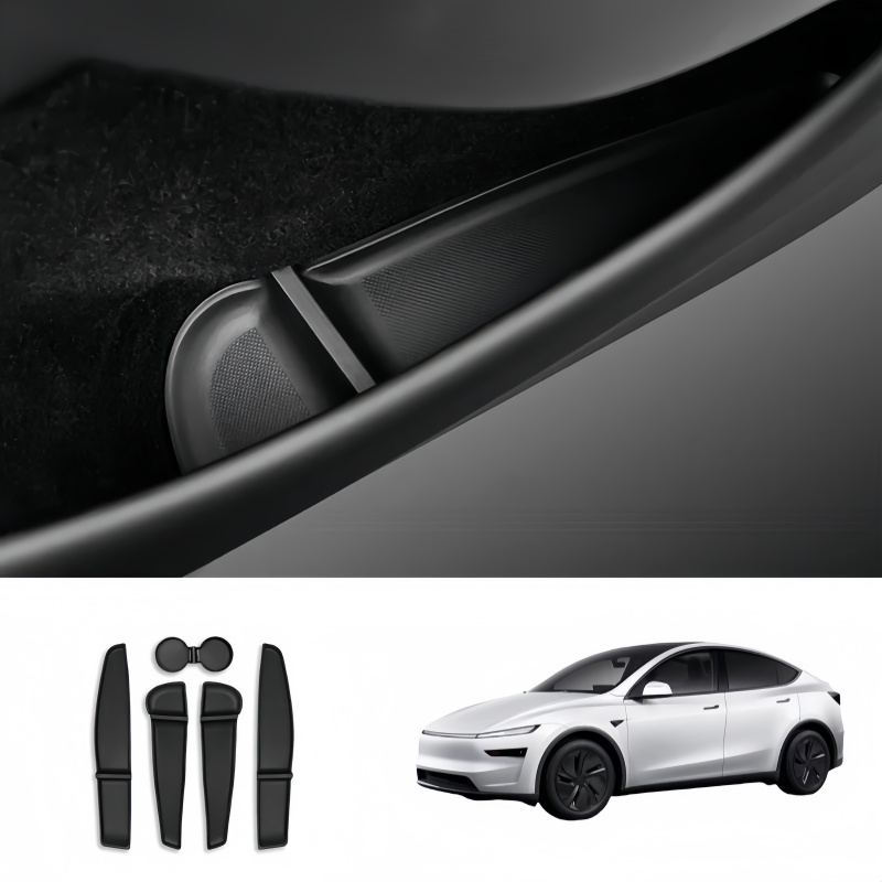 TPE Door Storage Mats and Cup Holder Liners for Tesla Model Y Juniper 2025+