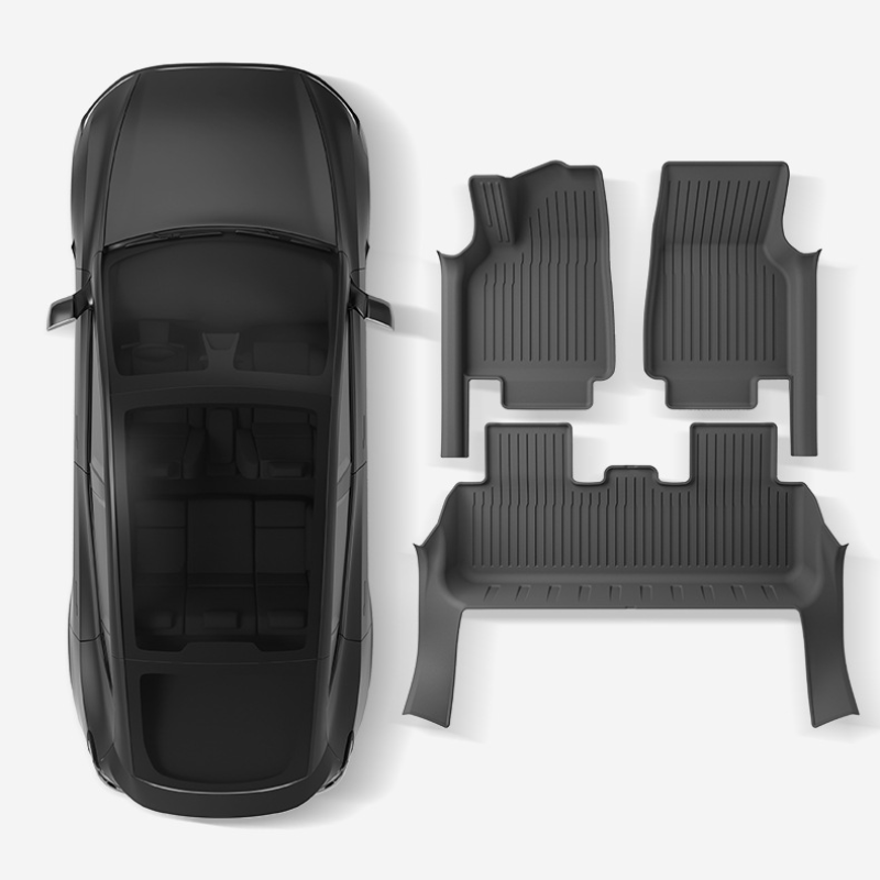 TPE Floor Mats with Door Sill Protection Strips for Tesla Model 3/Y 2023-2025