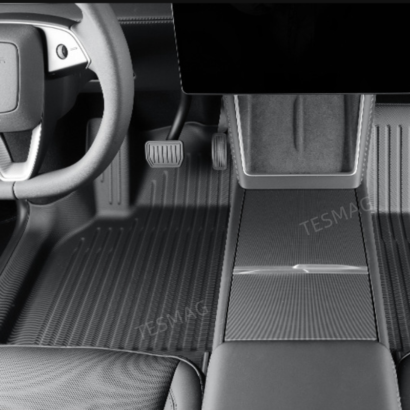 TPE Floor Mats with Door Sill Protection Strips for Tesla Model 3/Y 2023-2025