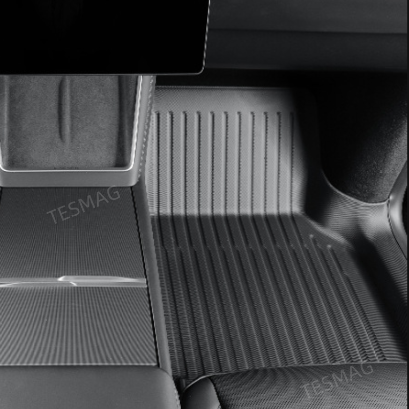 TPE Floor Mats with Door Sill Protection Strips for Tesla Model 3/Y 2023-2025