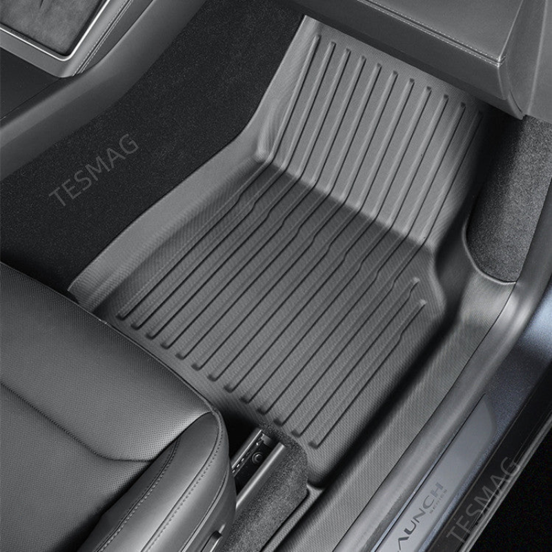 TPE Floor Mats with Door Sill Protection Strips for Tesla Model 3/Y 2023-2025