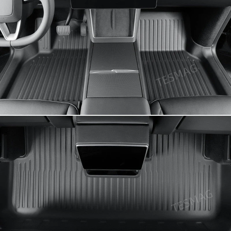 TPE Floor Mats with Door Sill Protection Strips for Tesla Model 3/Y 2023-2025