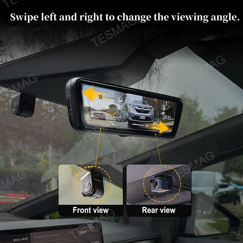 Tesla Cybertruck 8.2” Live Streaming Rear View Mirror