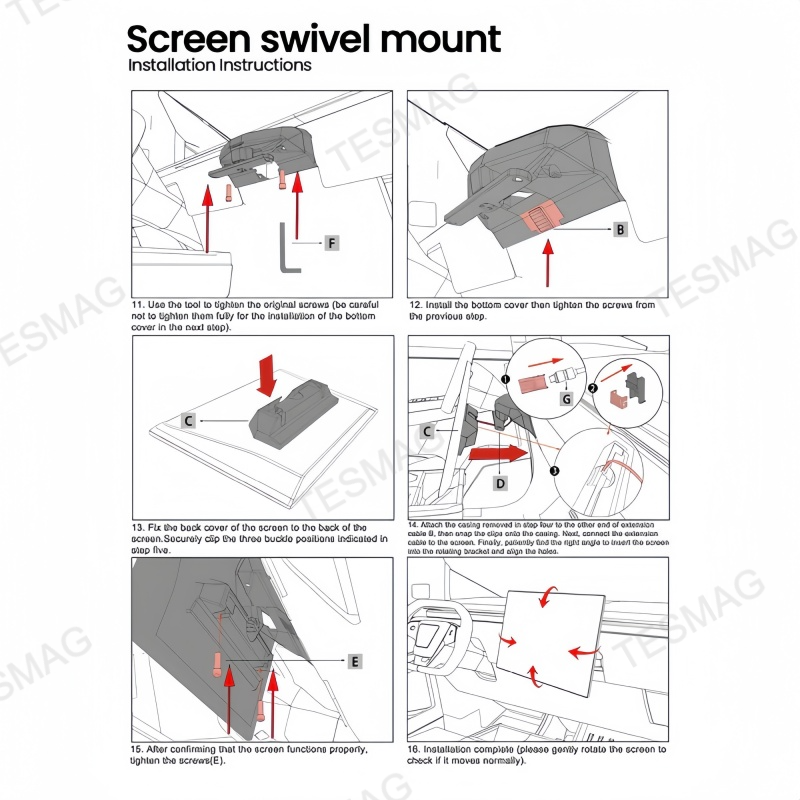 Tesla Cybertruck Swivel Screen Mount for Center Console