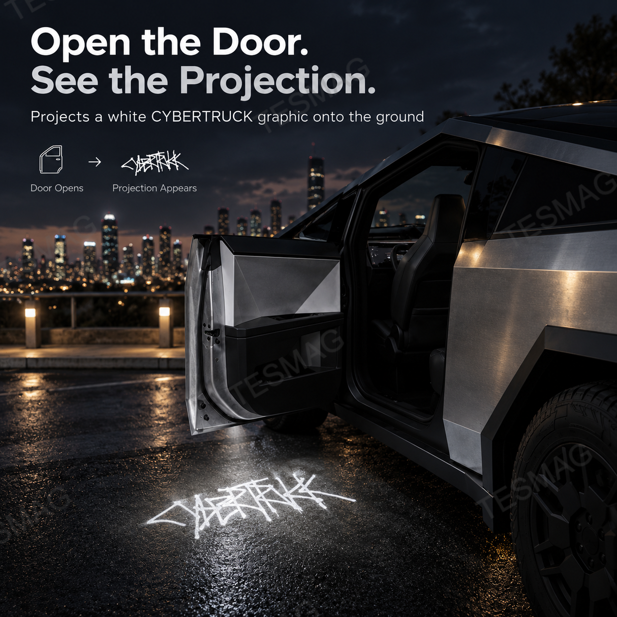 Door Projection Puddle Lights for Tesla Cybertruck 2024–2026