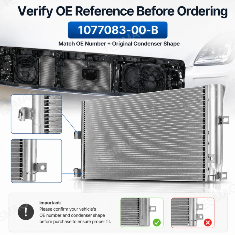 A/C Condenser for Tesla Model 3 2017-2020 RWD/AWD | 1077083-00-B