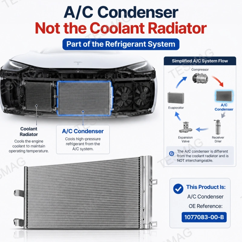 A/C Condenser for Tesla Model 3 2017-2020 RWD/AWD | 1077083-00-B