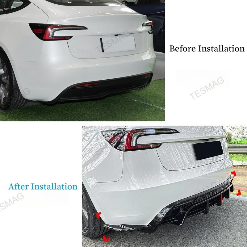 Tesla Model 3 Highland ABS Rear Bumper Diffuser with Brake Light